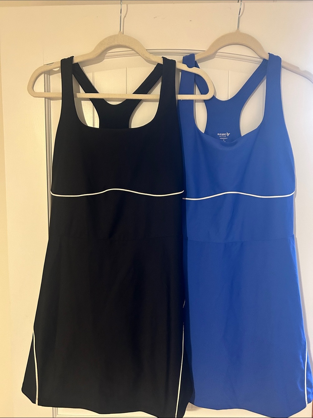 Set of 2 Old Navy Black and Blue Athletic Tank Tennis Power soft Dresses Medium